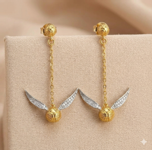 Aretes Colgantes Snitch Dorada